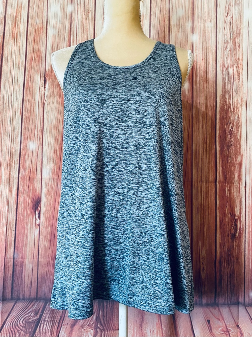 Women’s XL Tank Top Real Essentials Grey Racerback Scoop Neck Silky Stretch